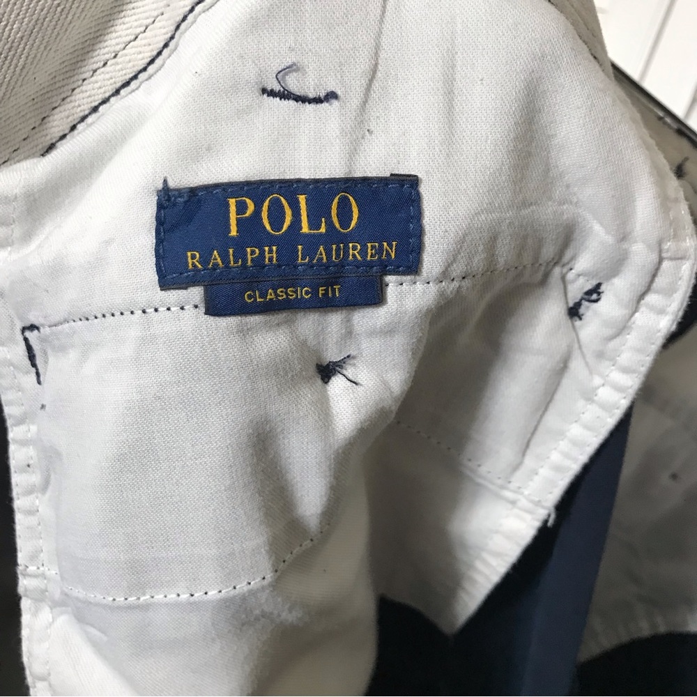 Polo Ralph Lauren Classic Fit Flat Front Chino Shorts Navy Blue Size 54 Big - Picture 7 of 9